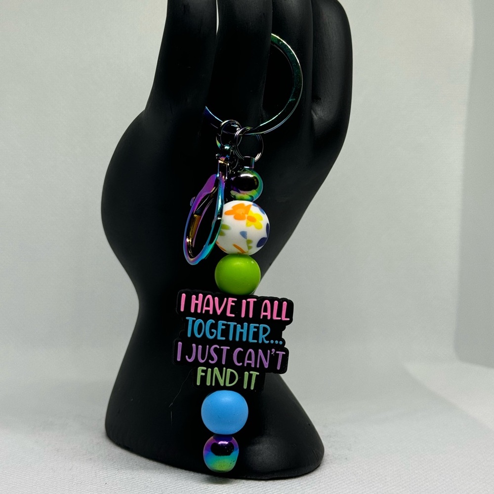 New Silicone Bead & Metal Key Fob & Purse Charm Purple Pink Green Blue
